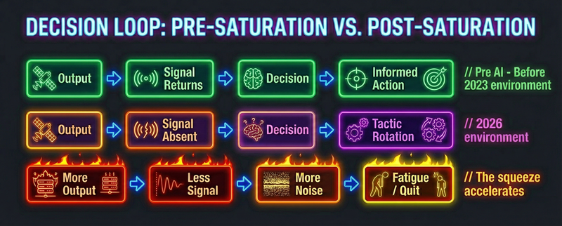 Decision Loop diagram: Pre-Saturation vs. Post-Saturation feedback cycles